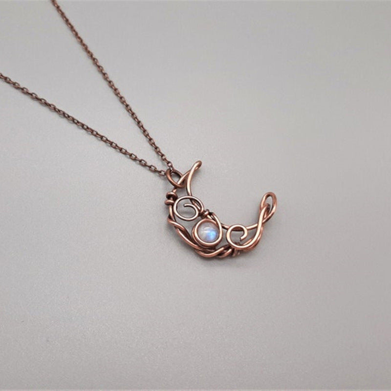 Water Drop Moon Moonstone Pendant Necklace