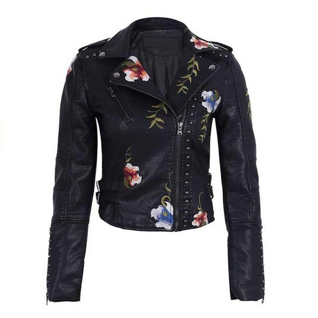 Punk Faux Leather White Jacket Women