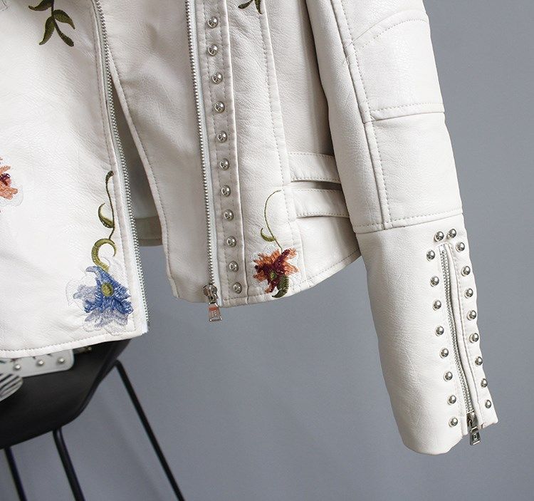 Punk Faux Leather White Jacket Women