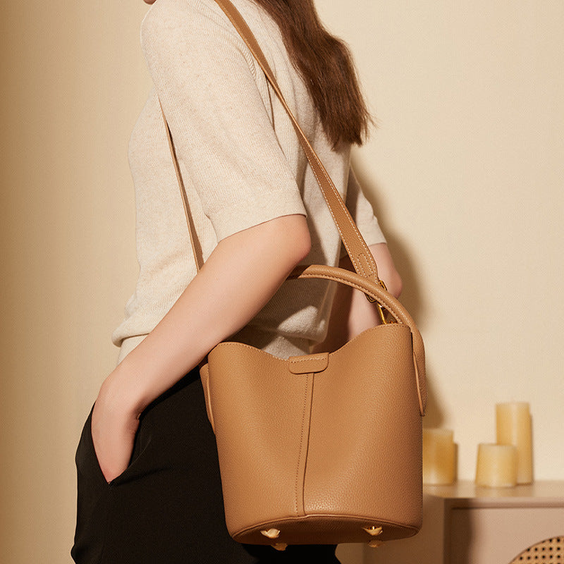 Female Crossbody Genuine Leather Cross Body Bucket Bag