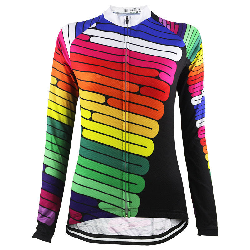 New Colorful Stripe Bike Shirt Women's Cycling Long sleeve