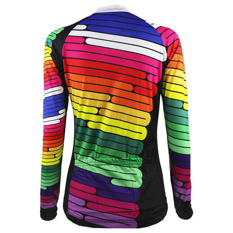 New Colorful Stripe Bike Shirt Women's Cycling Long sleeve