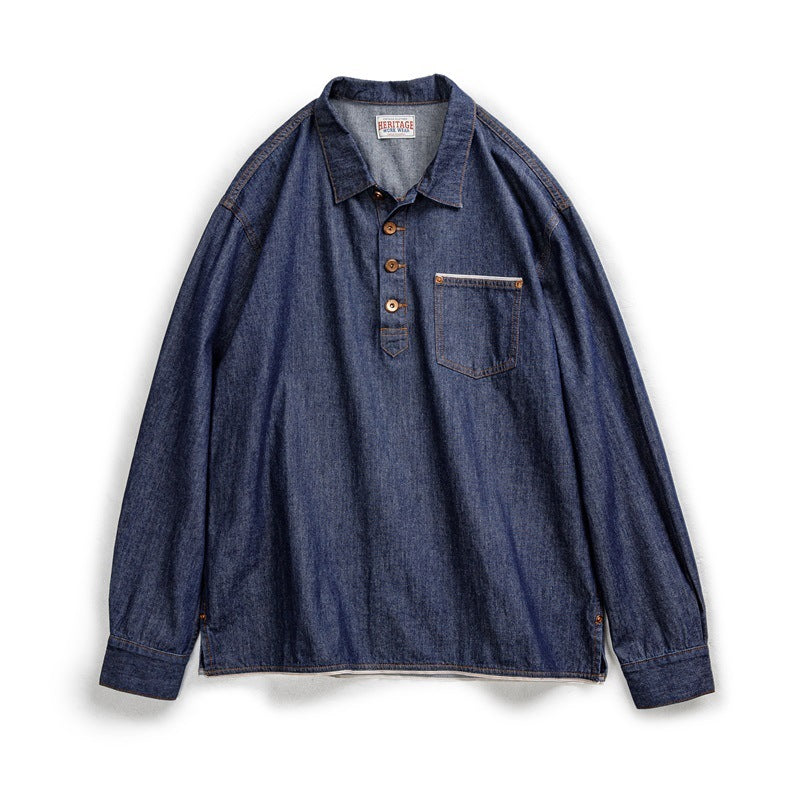 Men's American Retro Denim Denim Shirt