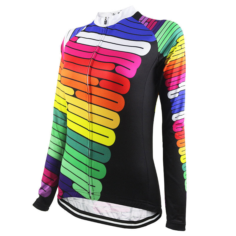 New Colorful Stripe Bike Shirt Women's Cycling Long sleeve