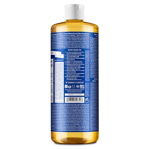 Dr. Bronner's - Pure-Castile Liquid Soap (Peppermint, 25 Ounce) - Made with Organic Oils, 18-in-1 Uses: Face, Body, Hair, Laundry, Pets and Dishes, Concentrated, Vegan, Non-GMO