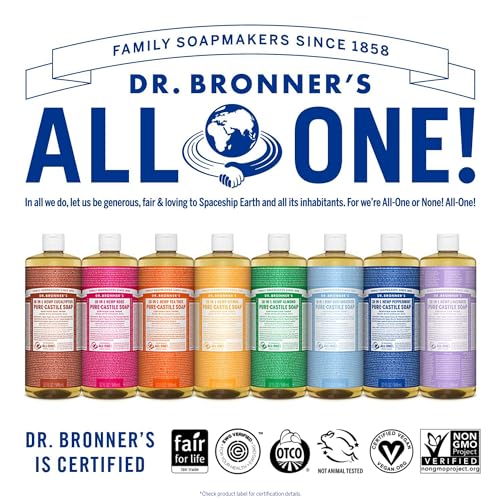 Dr. Bronner's - Pure-Castile Liquid Soap (Peppermint, 25 Ounce) - Made with Organic Oils, 18-in-1 Uses: Face, Body, Hair, Laundry, Pets and Dishes, Concentrated, Vegan, Non-GMO