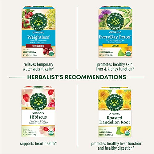 Traditional Medicinals Tea, Organic EveryDay Detox Dandelion, Supports Healthy Liver & Kidney Function, Detox, 16 Tea Bags