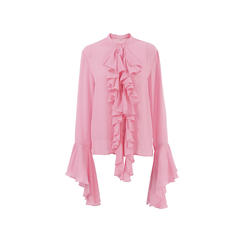 Design Ruffled Long Sleeve Shirt