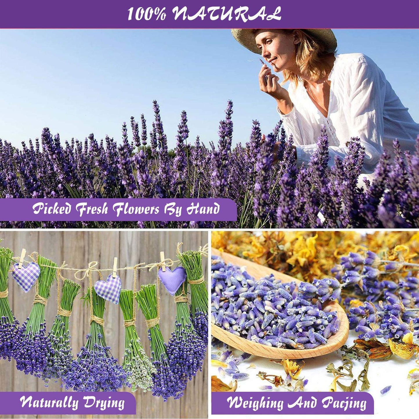 24 Bags Dried Flowers,100% Natural Dried Flowers Herbs Kit for Soap Making, DIY Candle Making,Bath - Include Rose Petals,Lavender,Don't Forget Me,Lilium,Jasmine,Rosebudsand More