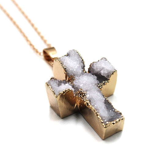 Crystal Tooth Necklace Pendant Crystal Cross