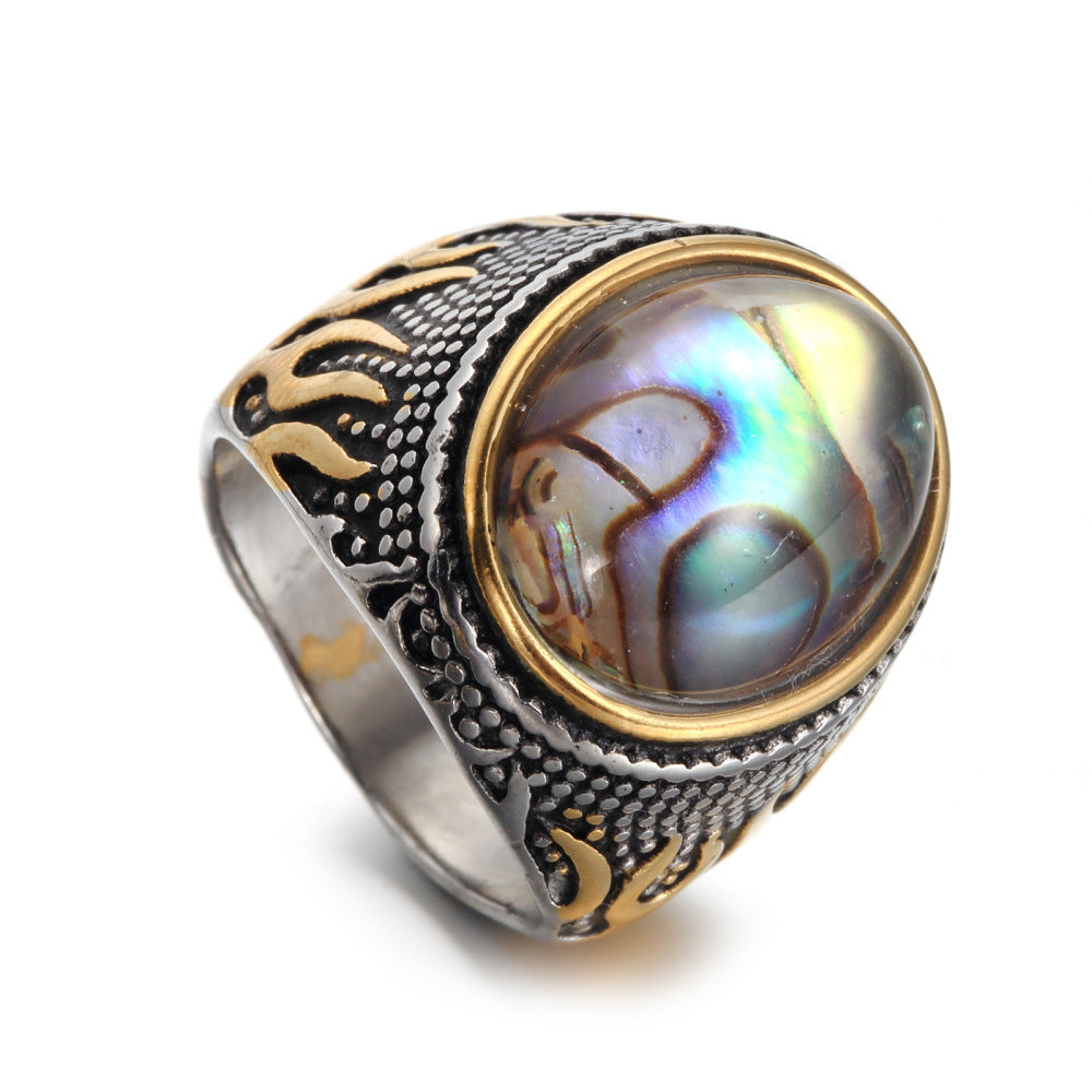 Stainless Steel Tiger Eye Gem Flame Ring