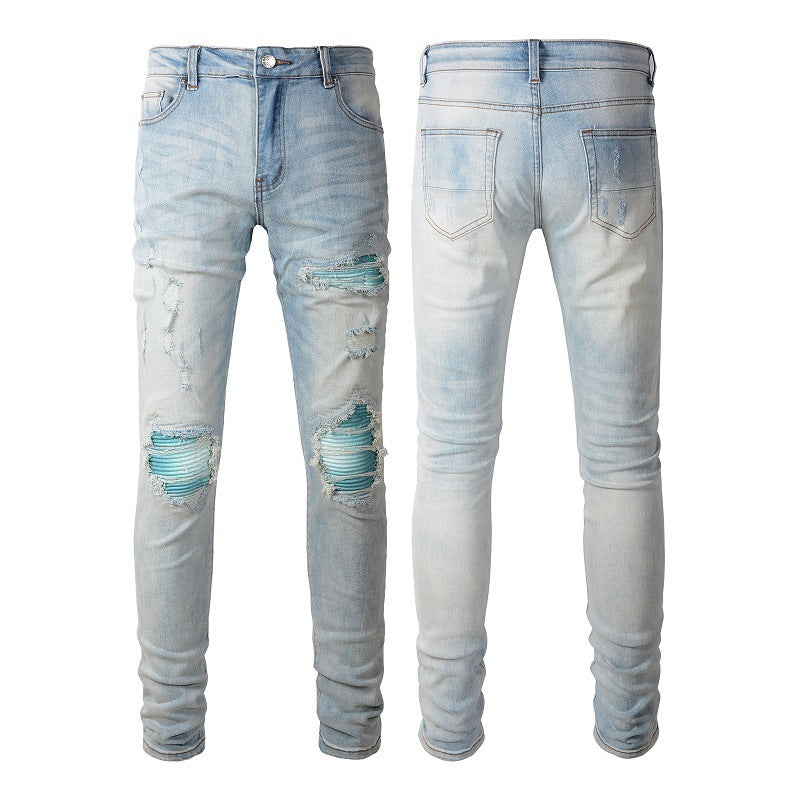 Men's Slim Fitting Stretch Ripped Skinny Jeans