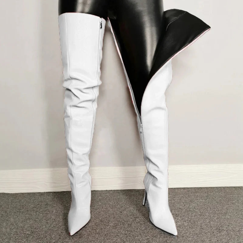 Size 46 Sexy High Heels Women Shoes Colorful Women's Over The Knee Boots 2024 Winter Thigh High Boots With Side Zip