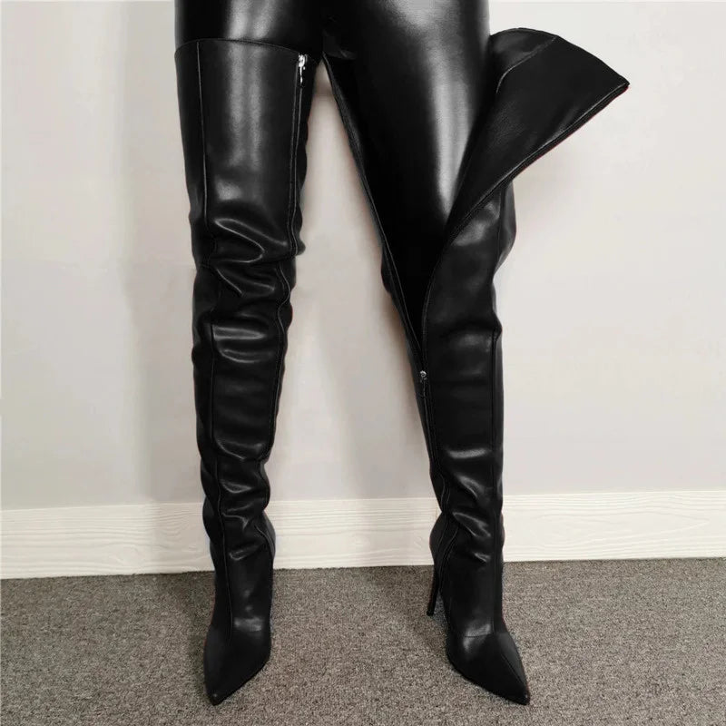 Size 46 Sexy High Heels Women Shoes Colorful Women's Over The Knee Boots 2024 Winter Thigh High Boots With Side Zip