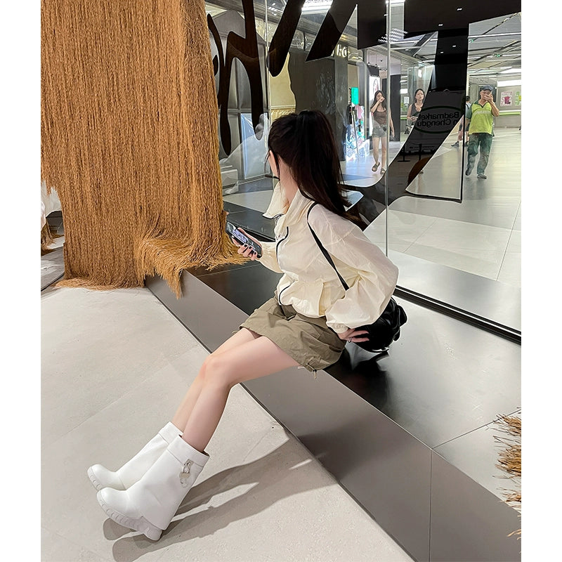 Platform Shoes Thick Sole Height Increasing Metal Lock Catch Boots