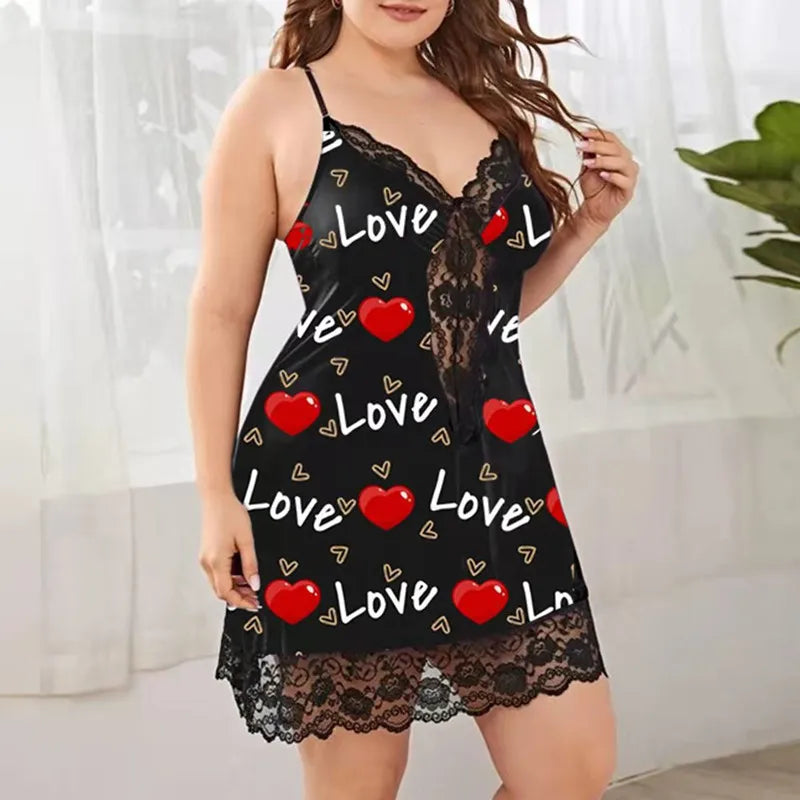 L-5xl Plus Women's Satin Silk Nightdress