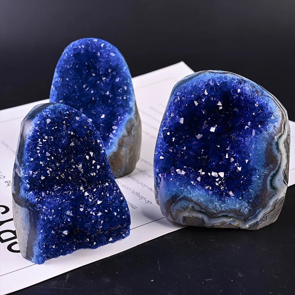 Stunning Uruguayan Blue Crystal Cluster - High-Quality Quartz Geode for Home & Office Decor, Unique Gift Idea