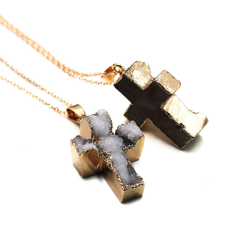 Crystal Tooth Necklace Pendant Crystal Cross