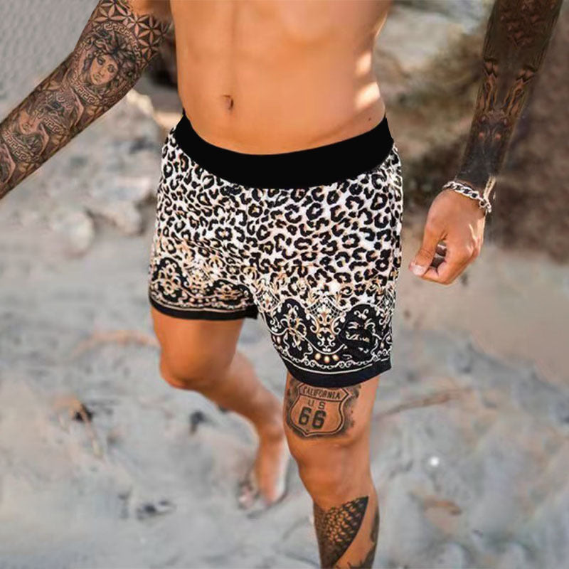 Men's Leopard Print Fashion Short Sleeve Shirt Beach