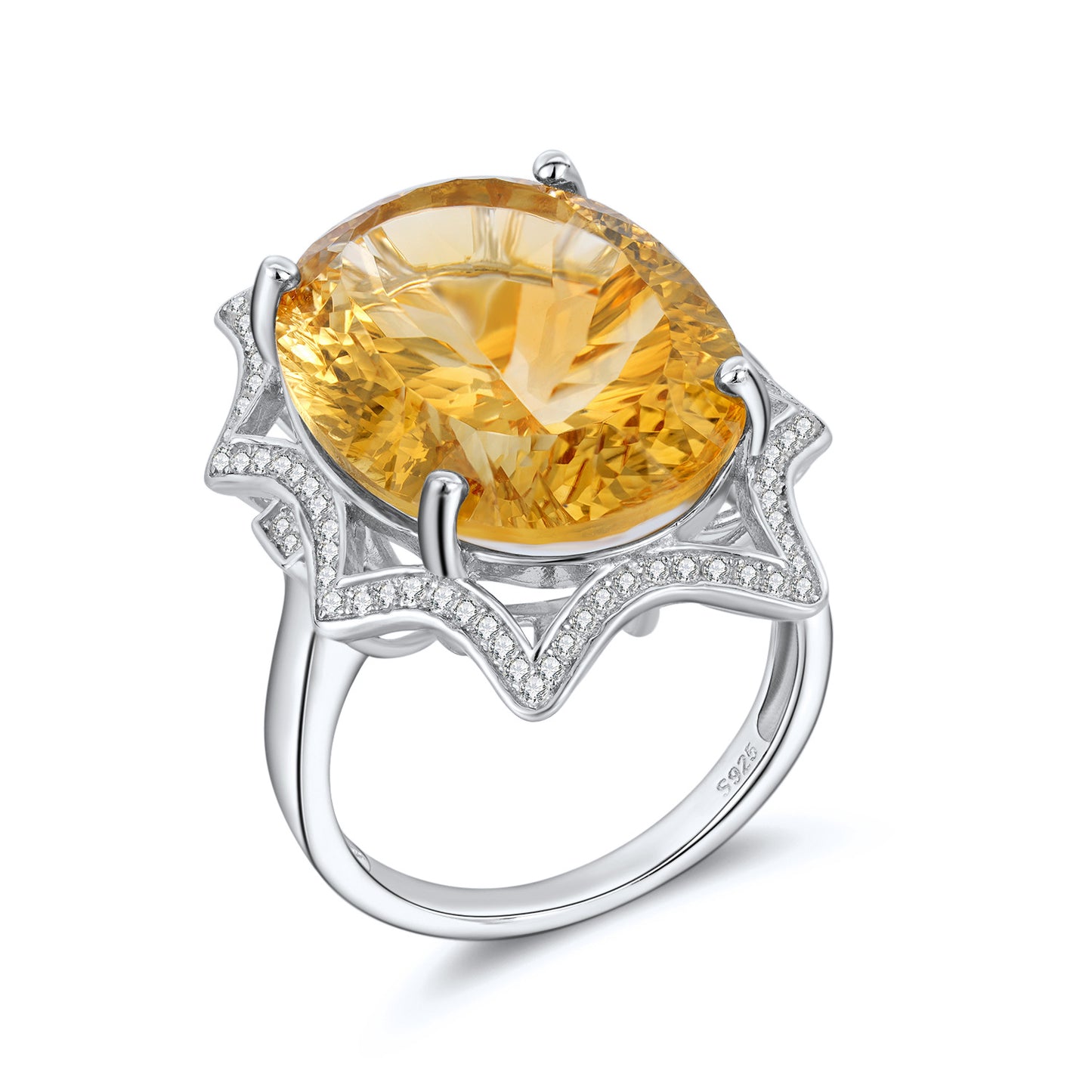 Women's Simple And Natural Large Citrine Ring